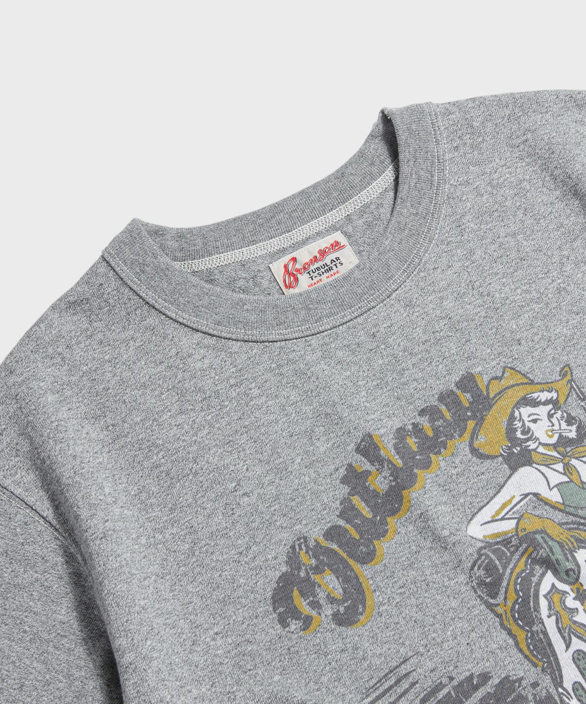 브론슨(BRONSON) Western Boot Loopwheeled Graphic Tee Melange