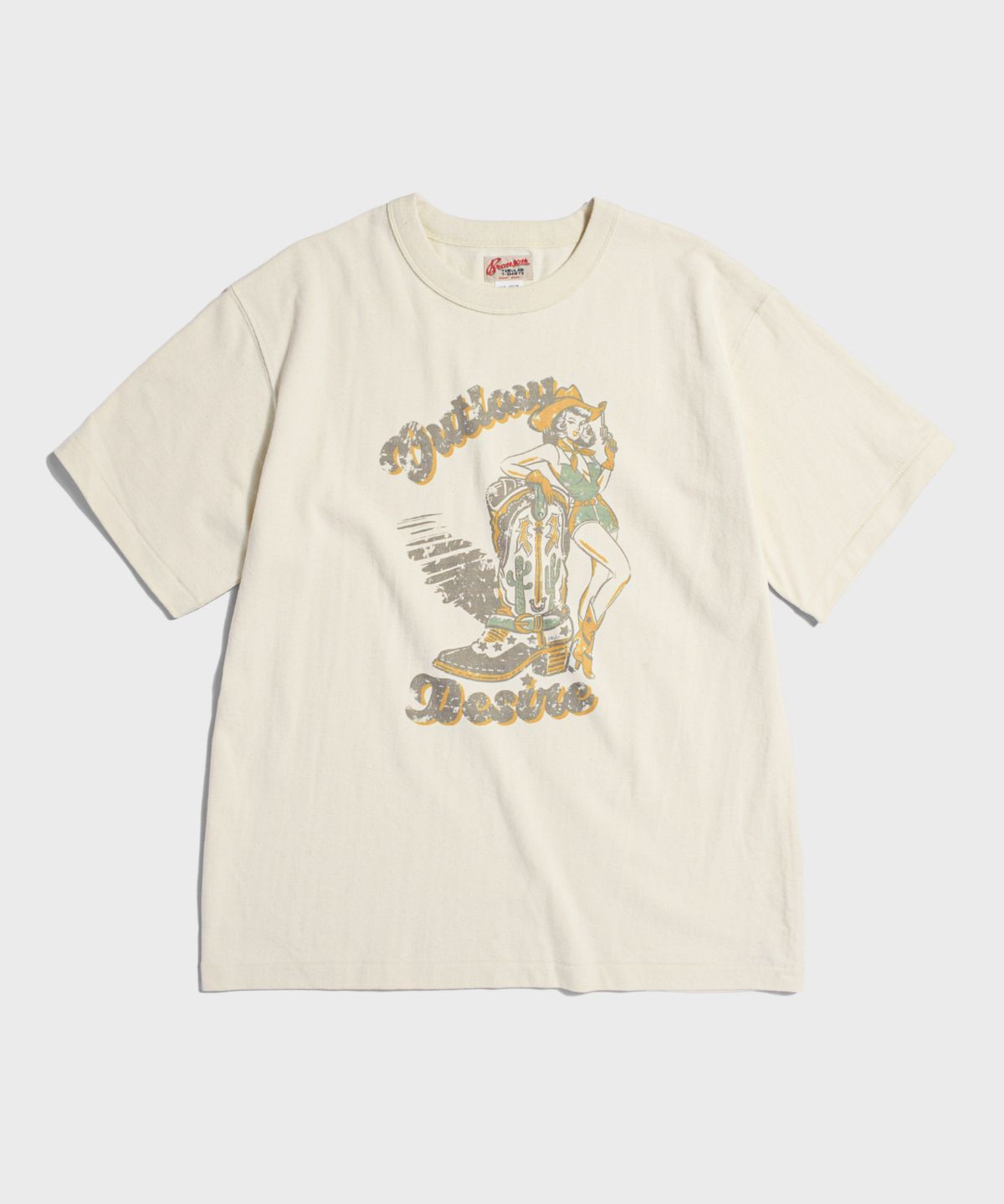 브론슨(BRONSON) Western Boot Loopwheeled Graphic Tee Apricot