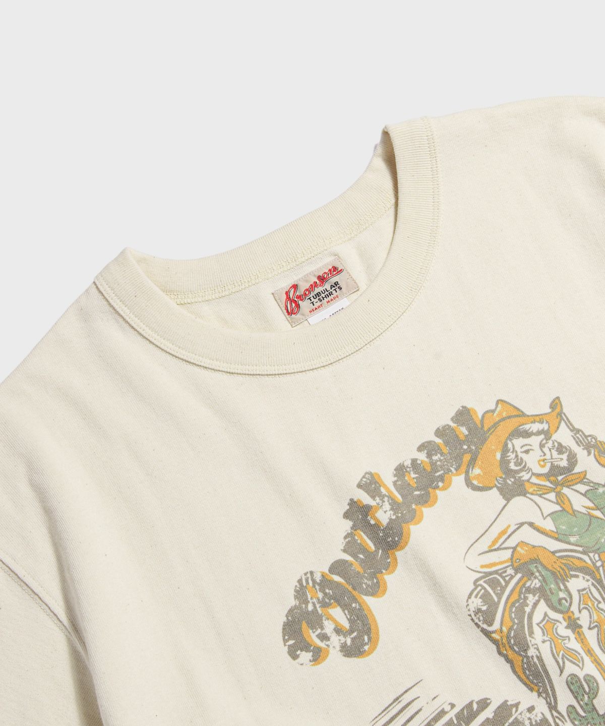브론슨(BRONSON) Western Boot Loopwheeled Graphic Tee Apricot