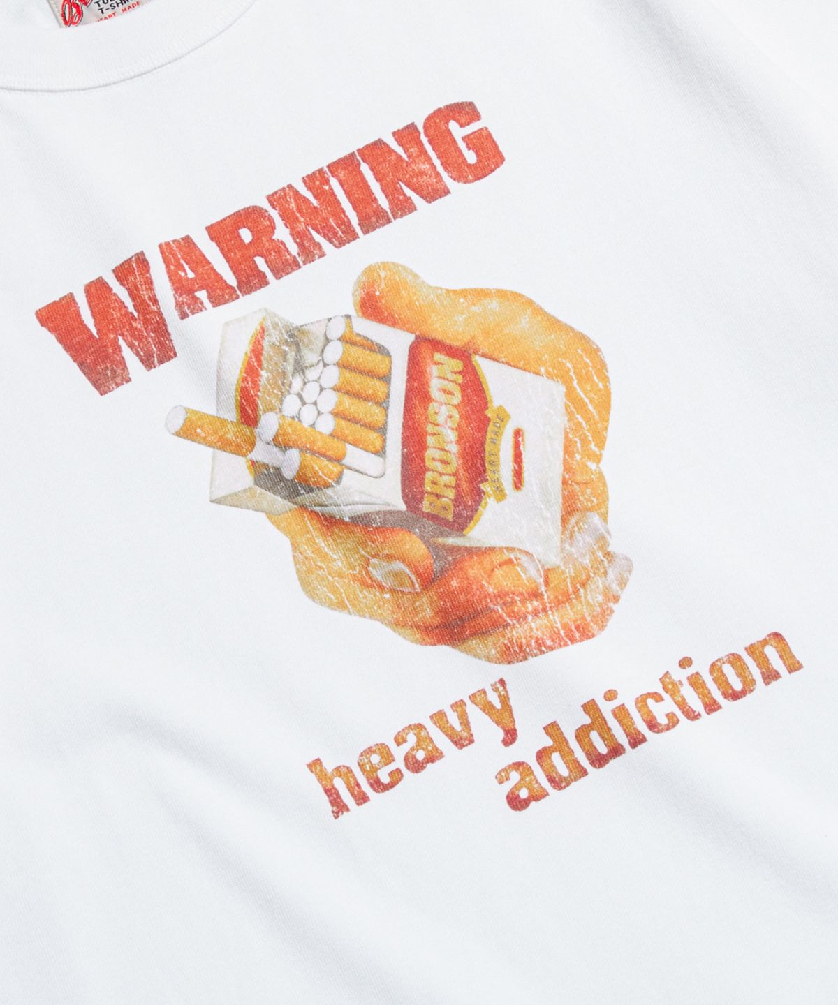 브론슨(BRONSON) Tobacco Warning Loopwheeled Graphic Tee White