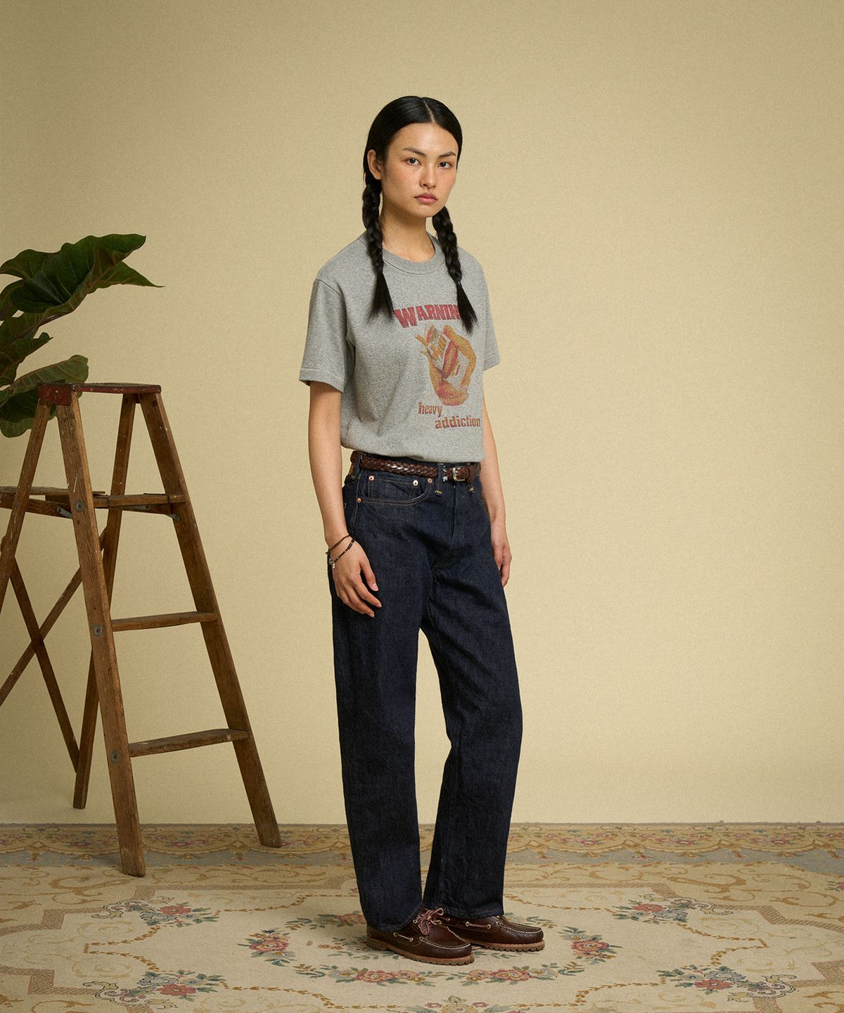 브론슨(BRONSON) Tobacco Warning Loopwheeled Graphic Tee Melange