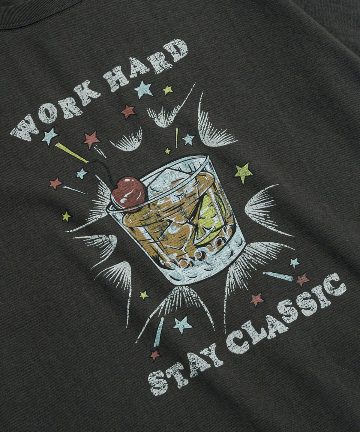 브론슨(BRONSON) Vintage Cocktail Loopwheeled Graphic Tee Vintage Black
