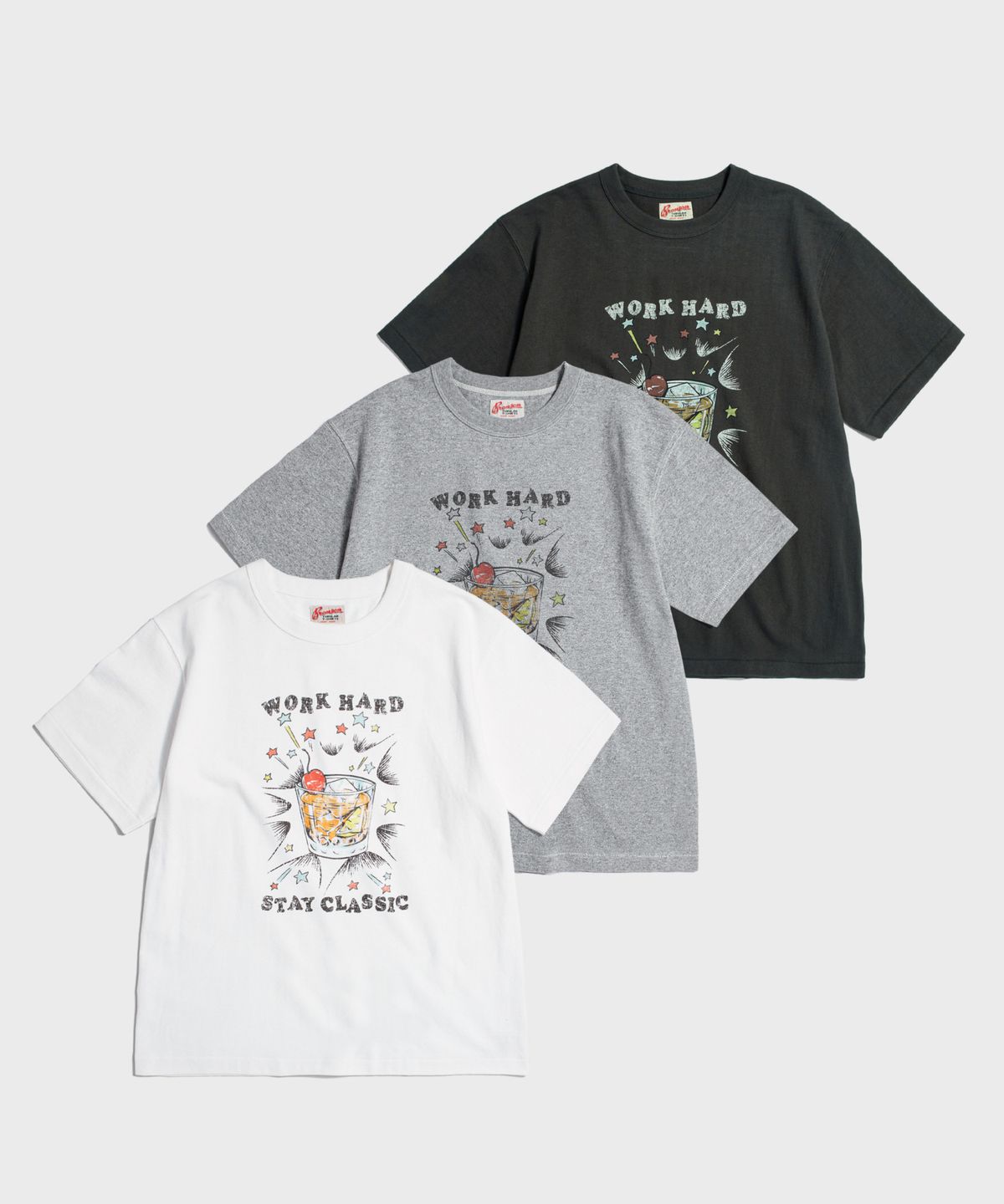 브론슨(BRONSON) Vintage Cocktail Loopwheeled Graphic Tee Melange
