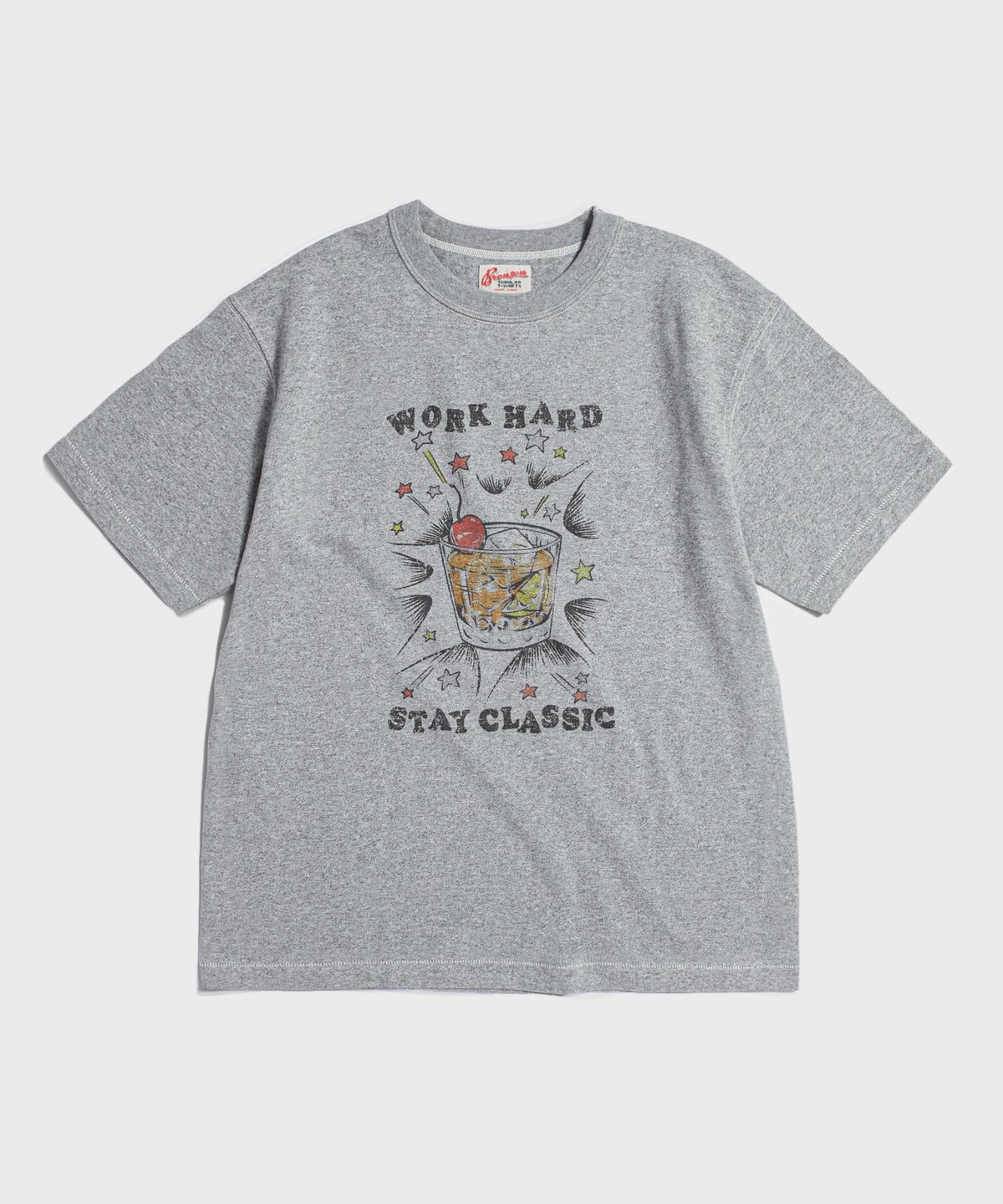브론슨(BRONSON) Vintage Cocktail Loopwheeled Graphic Tee Melange