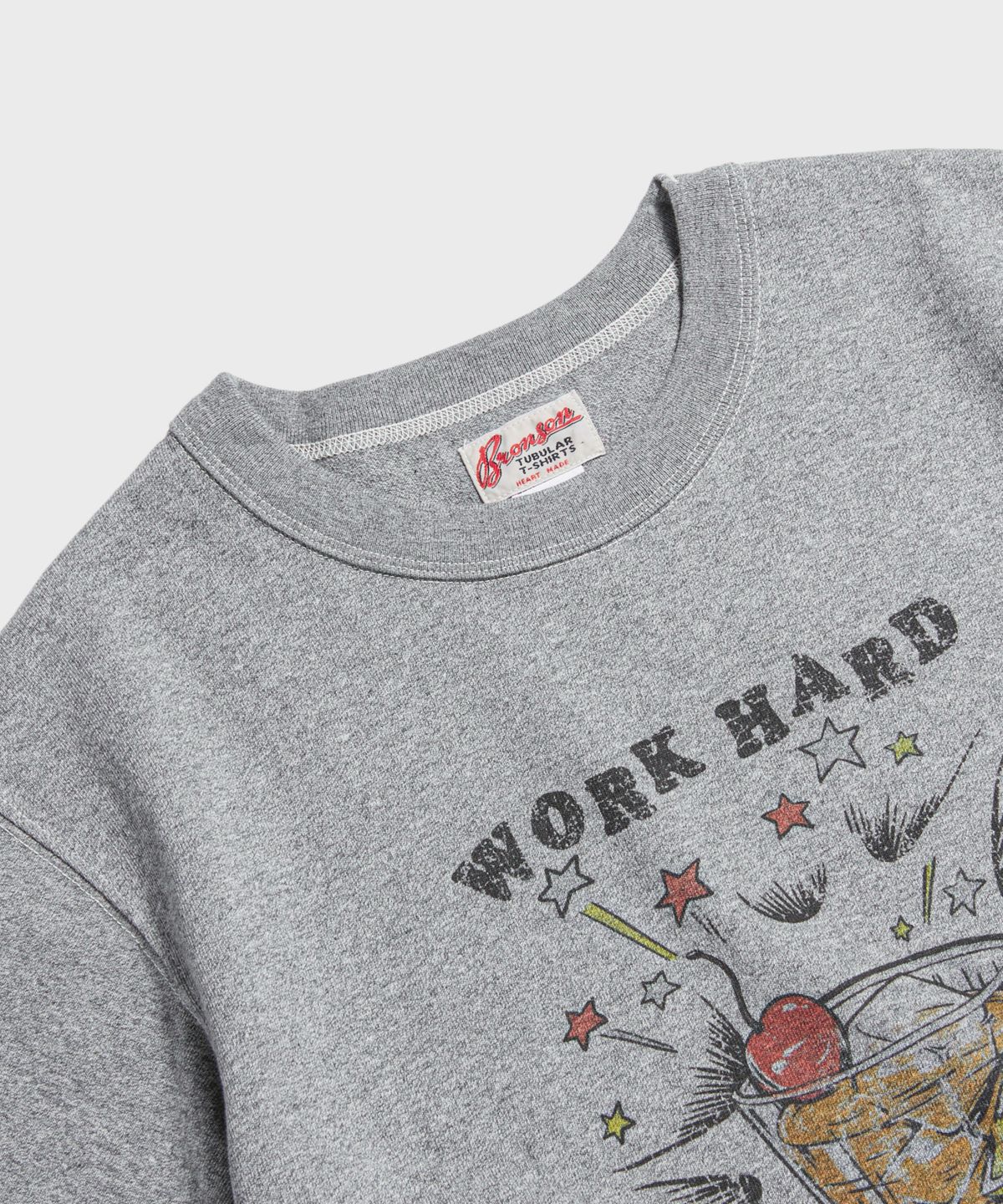 브론슨(BRONSON) Vintage Cocktail Loopwheeled Graphic Tee Melange