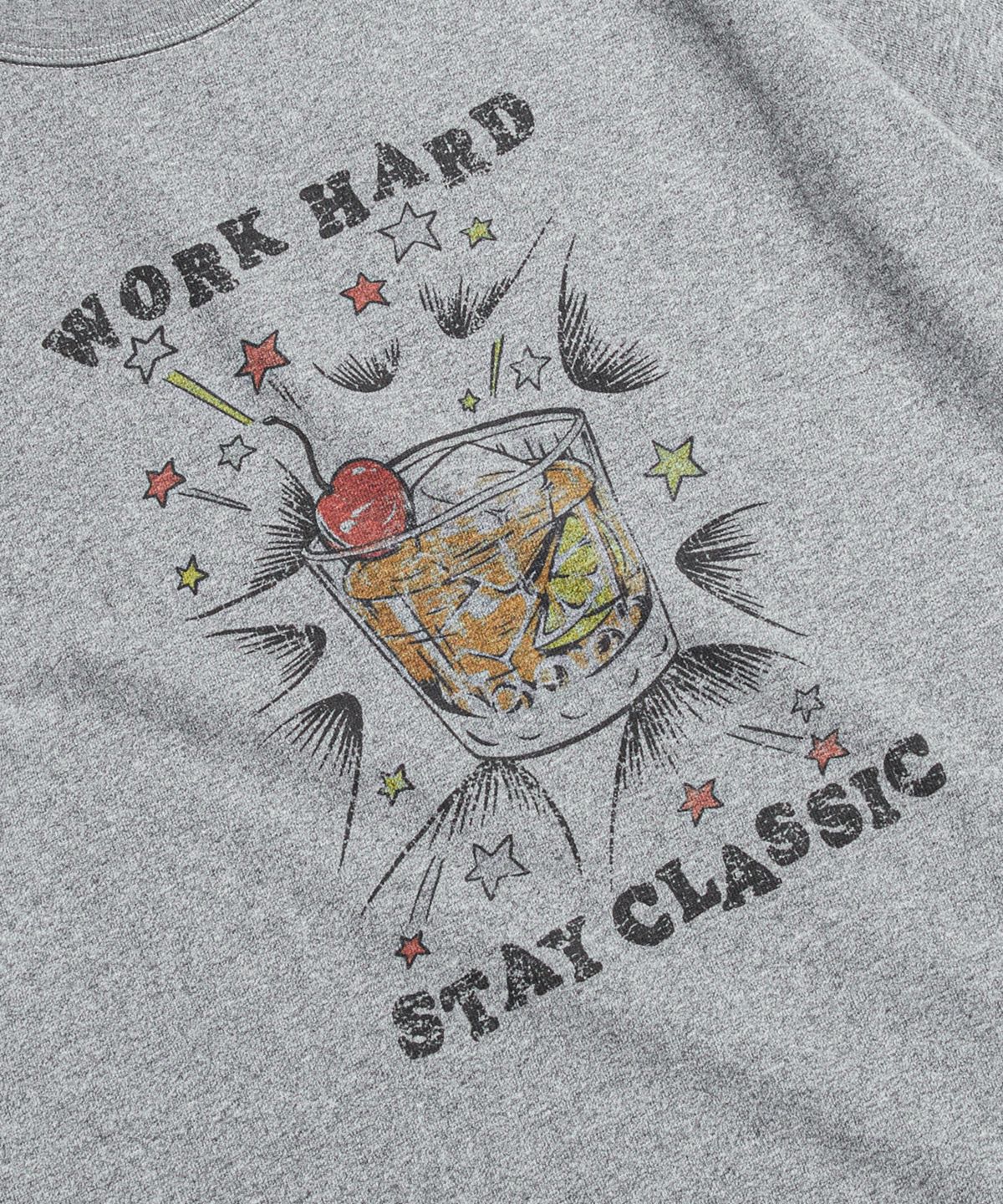브론슨(BRONSON) Vintage Cocktail Loopwheeled Graphic Tee Melange