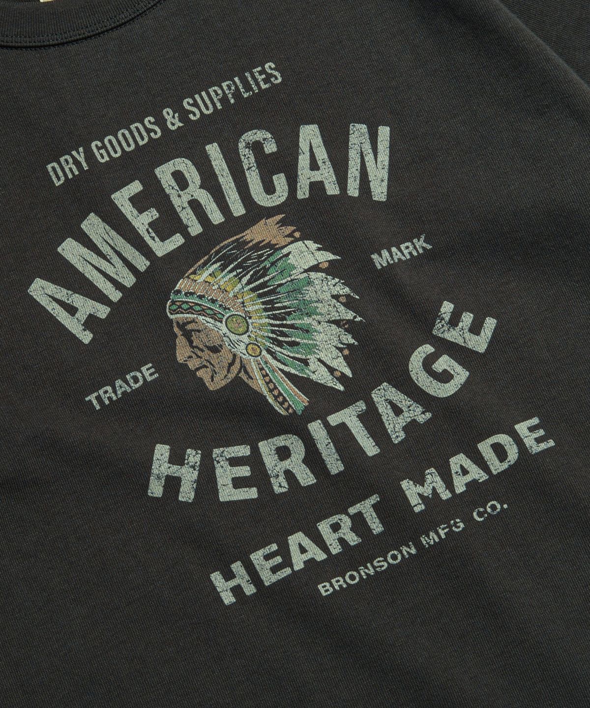 브론슨(BRONSON) Native Chief Loopwheeled Graphic Tee Vintage Black