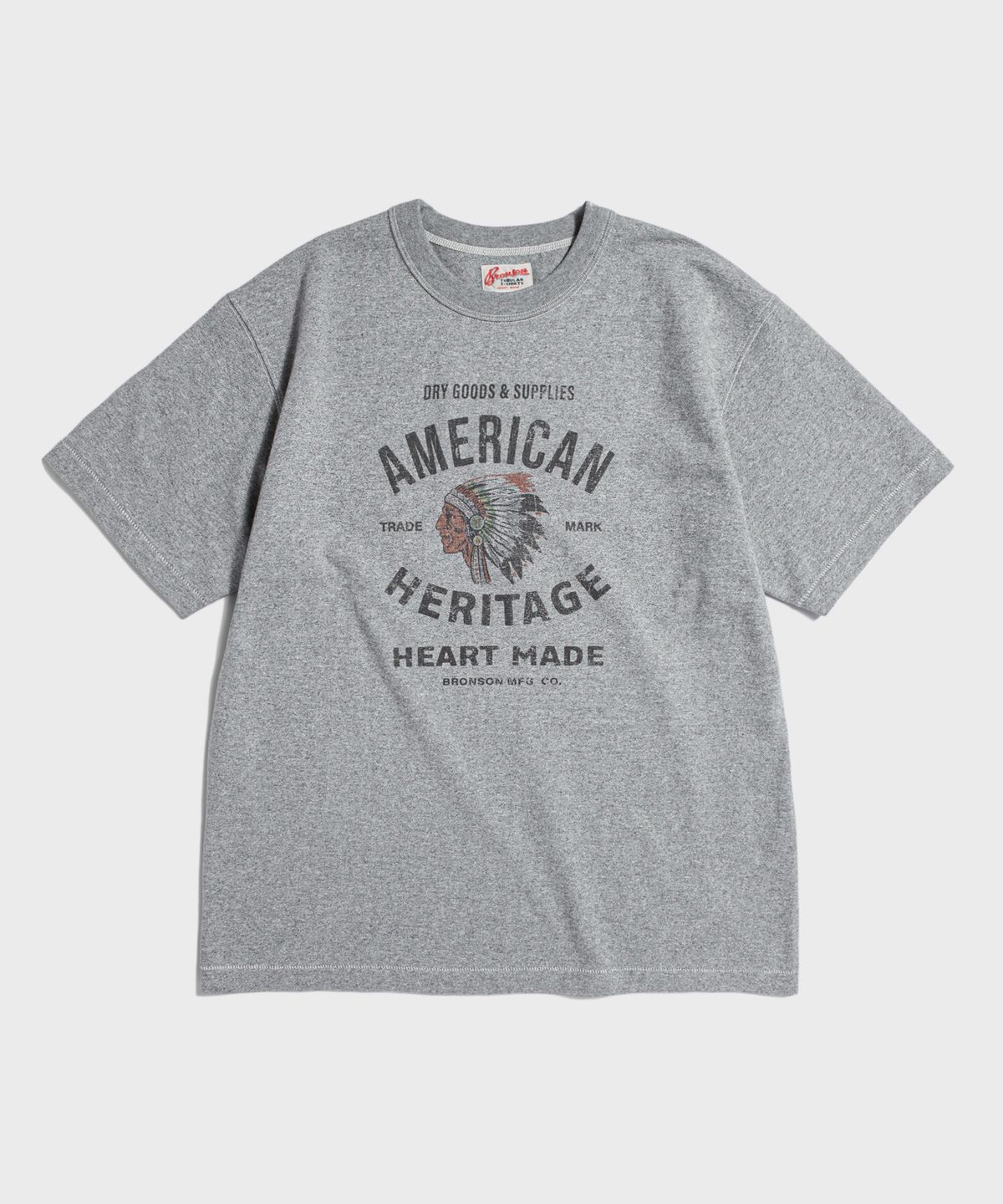 브론슨(BRONSON) Native Chief Loopwheeled Graphic Tee Melange