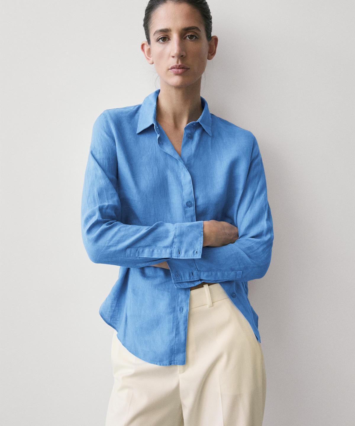 마시모두띠(MASSIMO DUTTI) 100% 린넨 루즈핏 셔츠