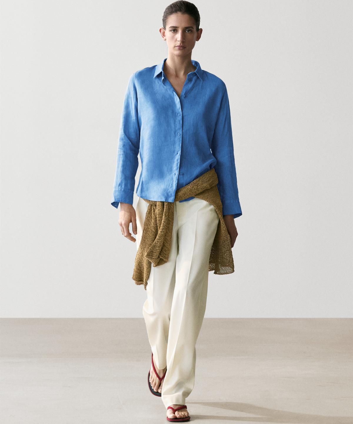 마시모두띠(MASSIMO DUTTI) 100% 린넨 루즈핏 셔츠