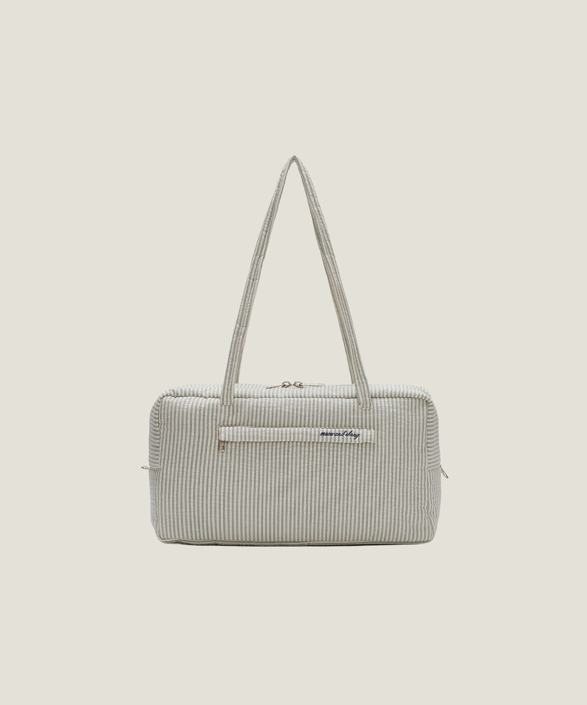 무쿠앤에보니(MUCU AND EBONY) Cozy Square Bag _ Stripe Ivory