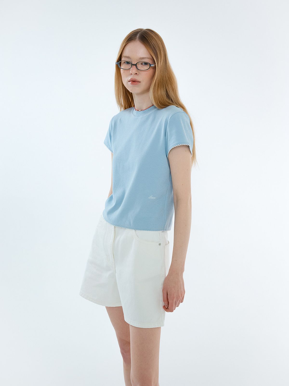 엘유브이엠(LUVM) HEM LACE T-SHIRT_SKY BLUE