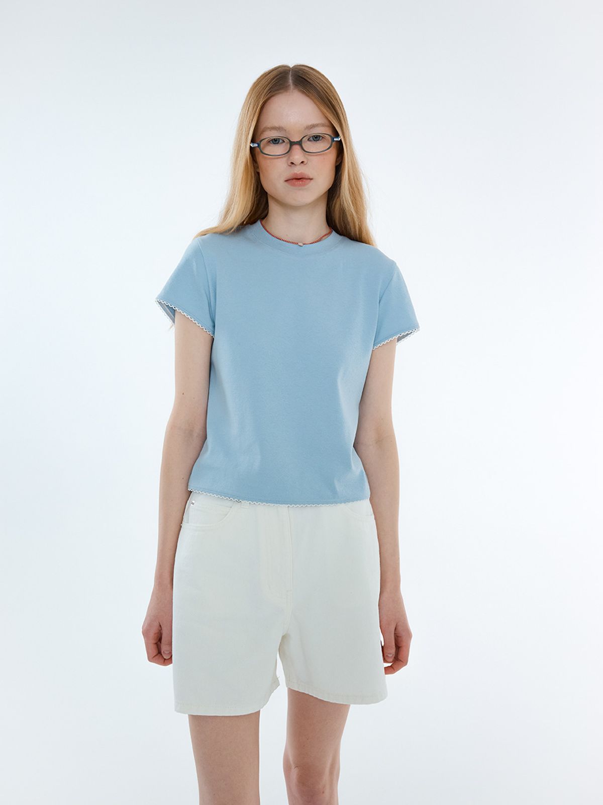 엘유브이엠(LUVM) HEM LACE T-SHIRT_SKY BLUE