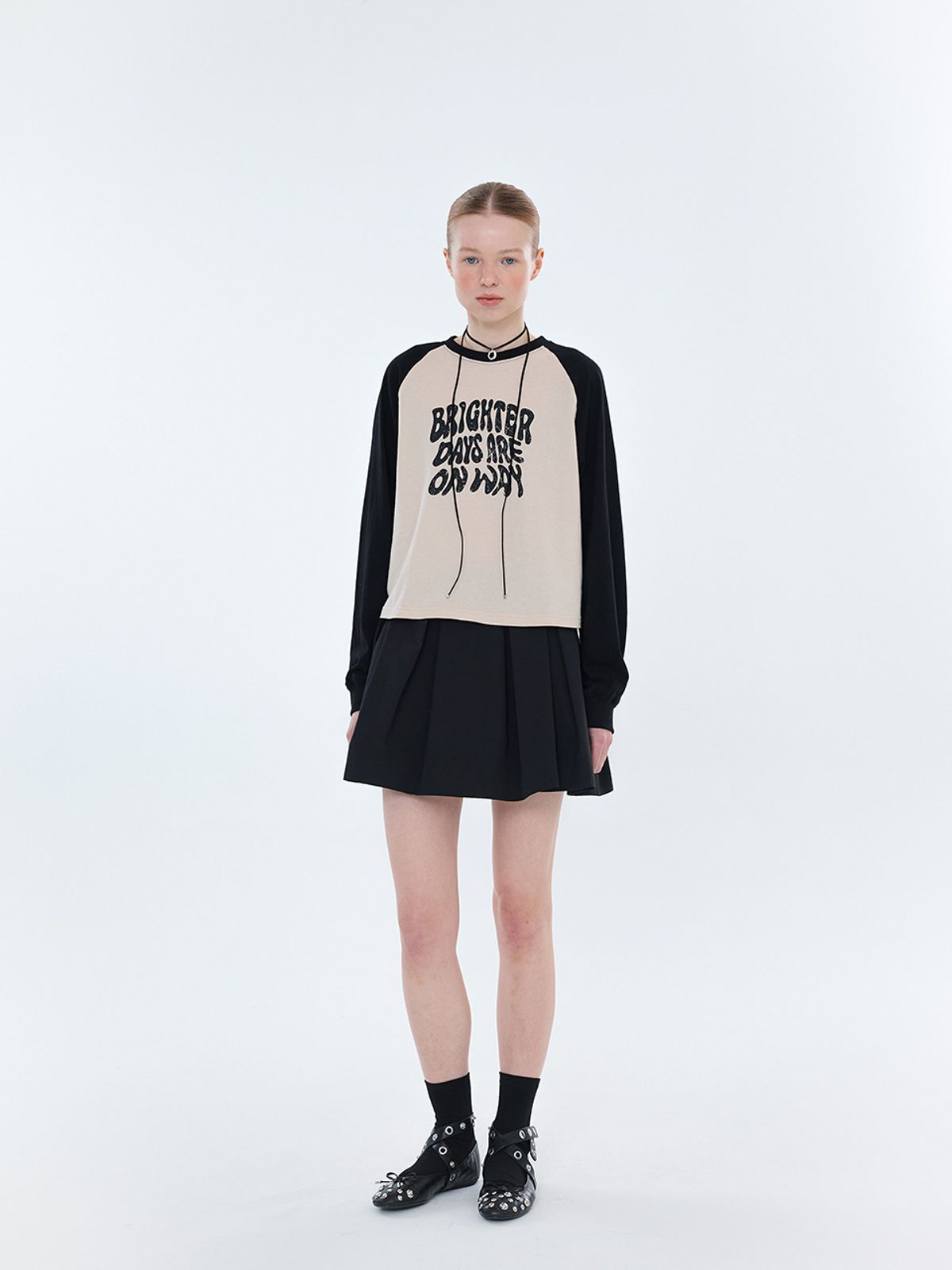 엘유브이엠(LUVM) RAGLAN CONTRAST SLEEVE T-SHIRT_CREAM