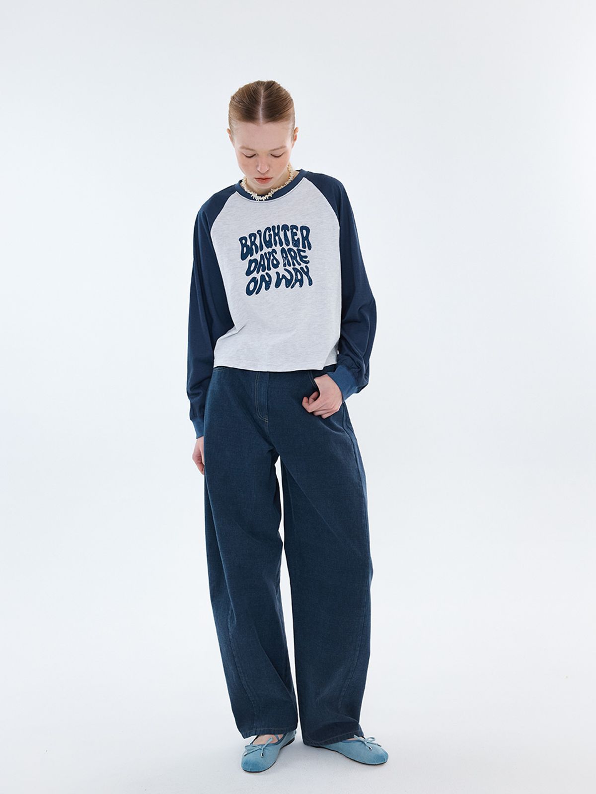 엘유브이엠(LUVM) RAGLAN CONTRAST SLEEVE T-SHIRT_MELANGE GRAY