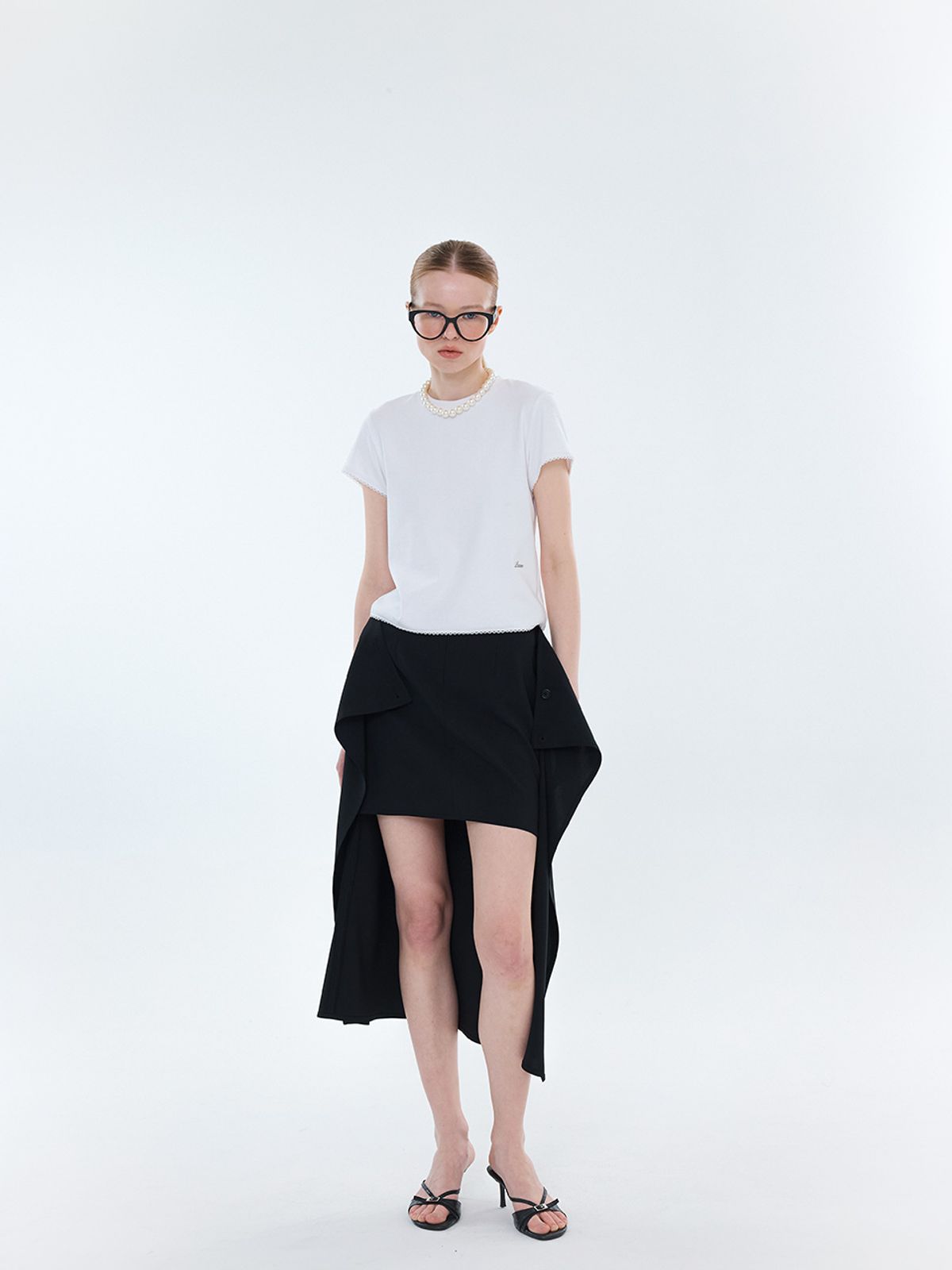 엘유브이엠(LUVM) LAYERED WRAP SLIT SKIRT_BLACK