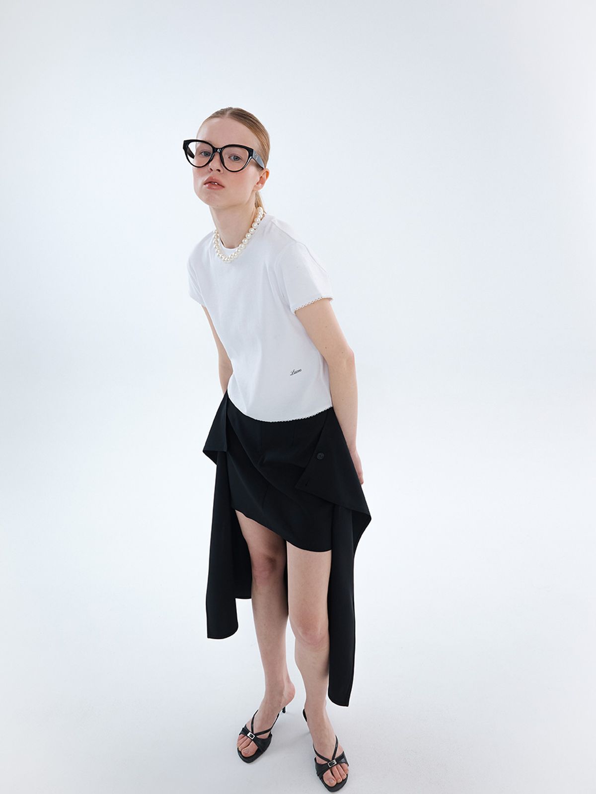 엘유브이엠(LUVM) LAYERED WRAP SLIT SKIRT_BLACK