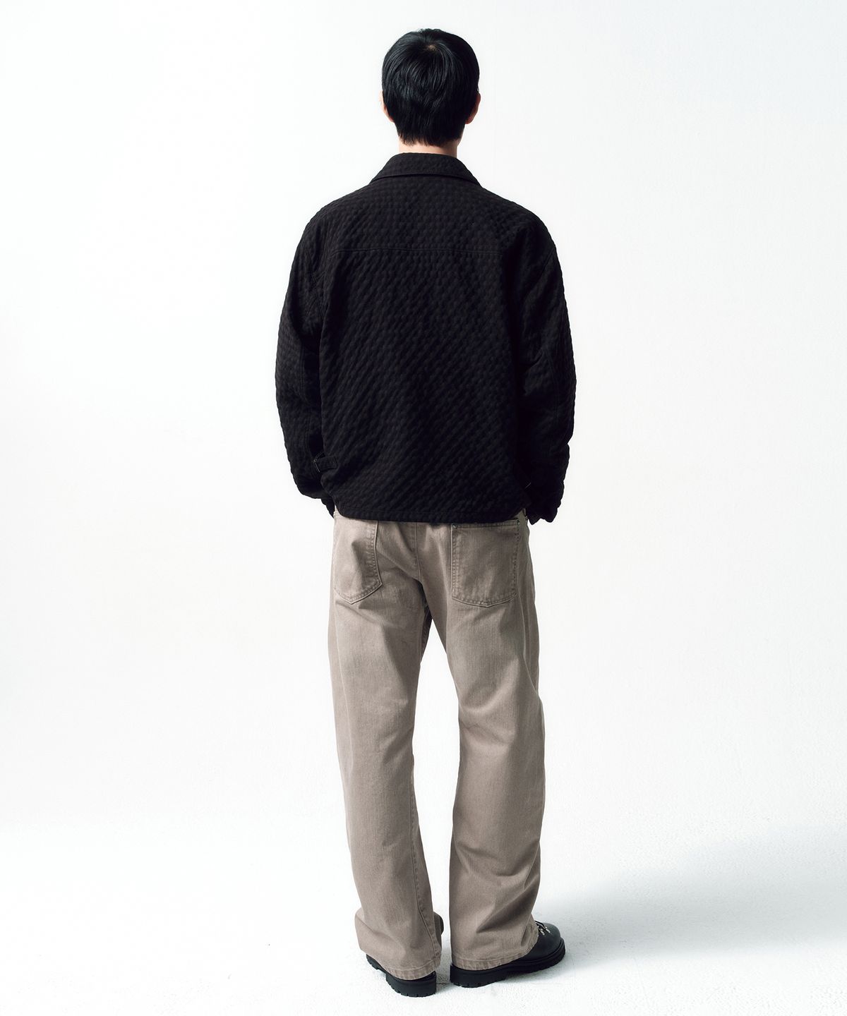 인사일런스(INSILENCE) 링클 체크 집업 자켓 BROWN