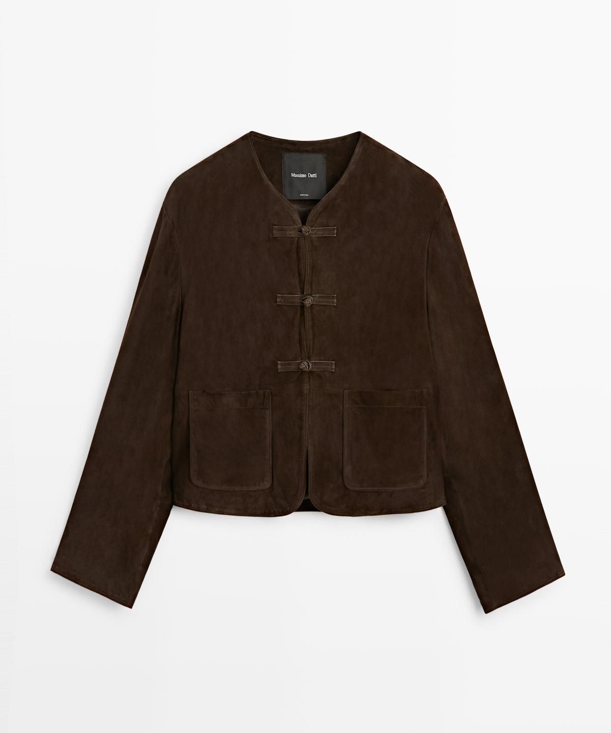 마시모두띠(MASSIMO DUTTI) 스웨이드 레더 크롭 자켓