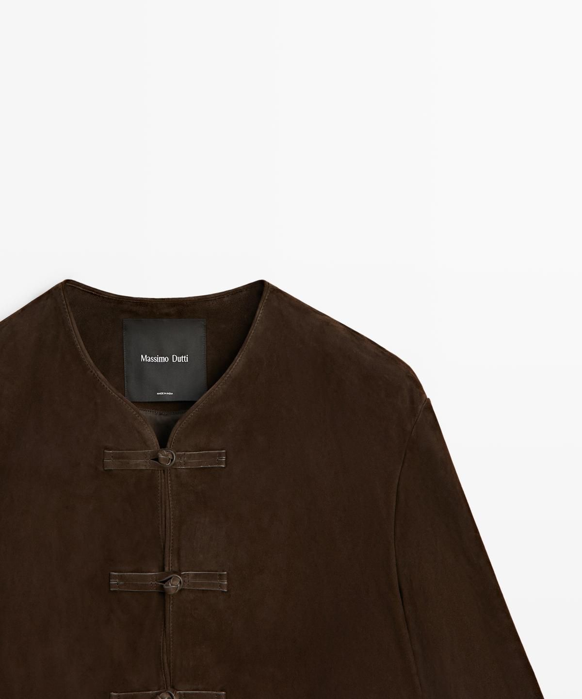 마시모두띠(MASSIMO DUTTI) 스웨이드 레더 크롭 자켓