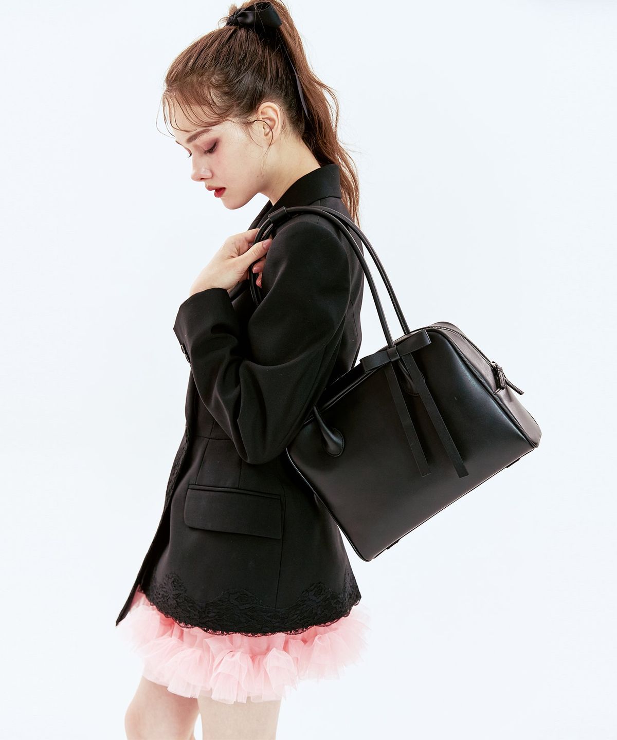 보우틱(BOWTIQUE) 모니카 이태리 레더 숄더백_블랙