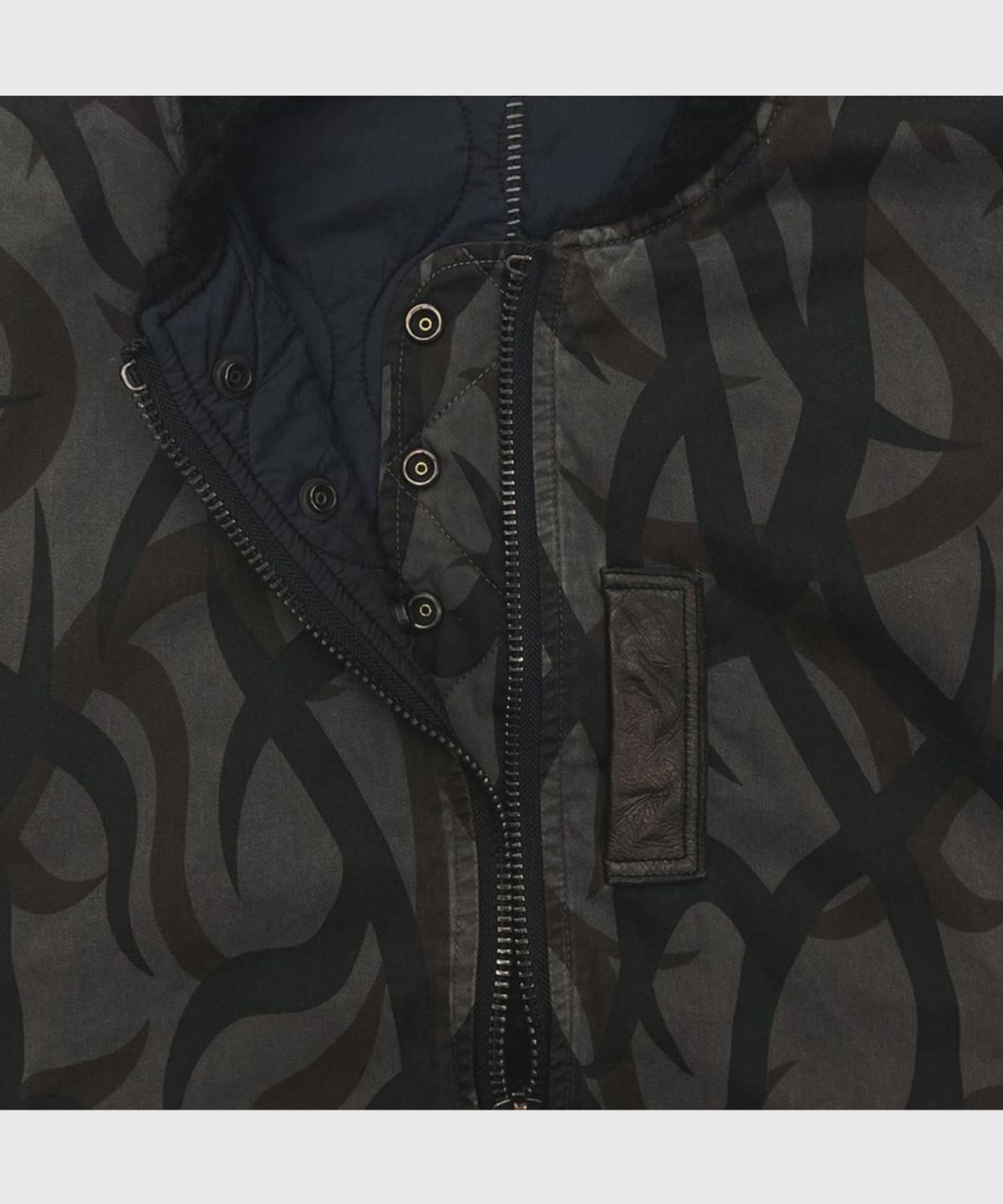 마이너스(MINUS) Slash Seam Tribal Camouflage Flight Jacket 20Yeas BK(AGED TWILL) - BLACK LINING