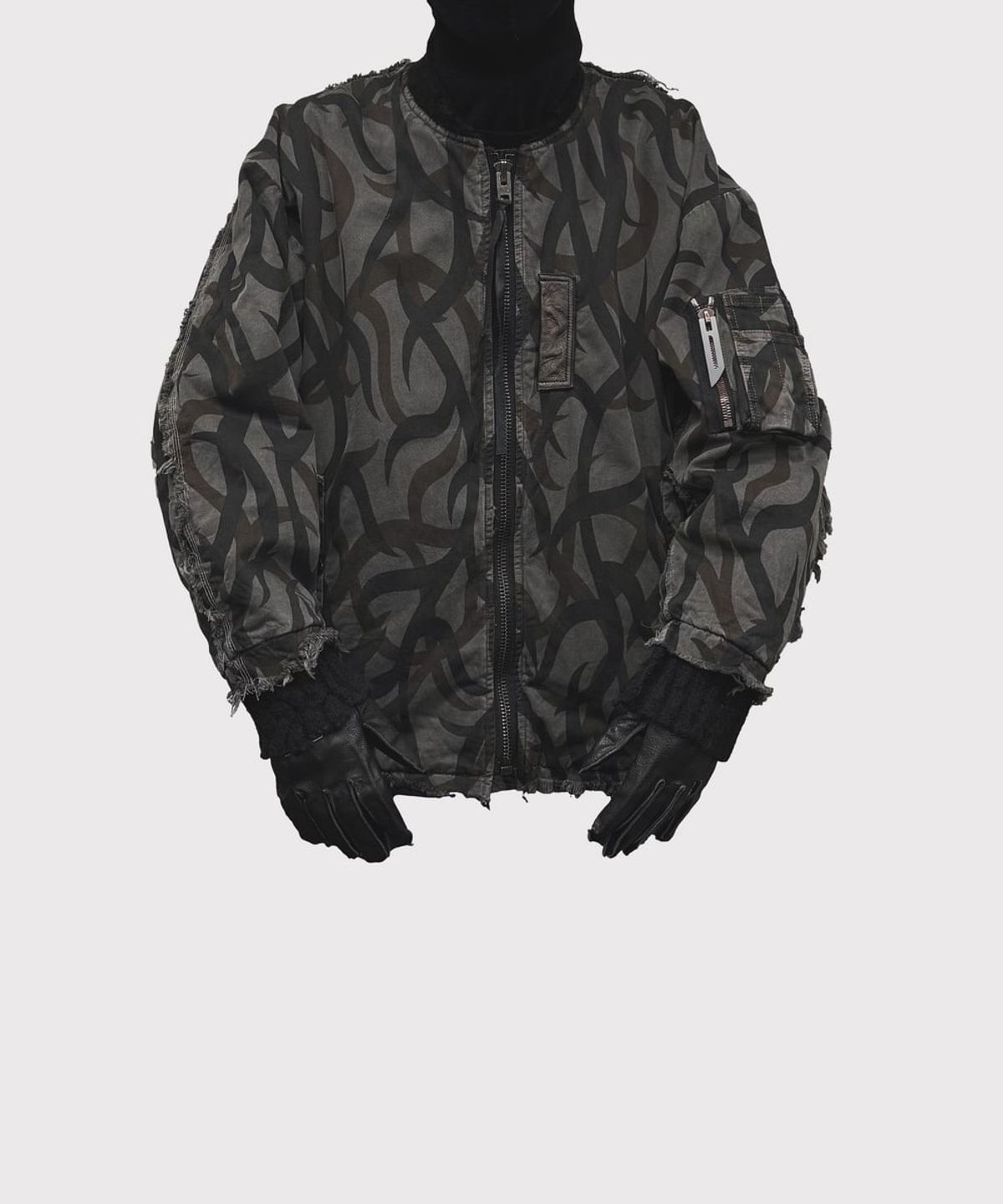 마이너스(MINUS) Slash Seam Tribal Camouflage Flight Jacket 20Yeas BK(AGED TWILL) - BLACK LINING