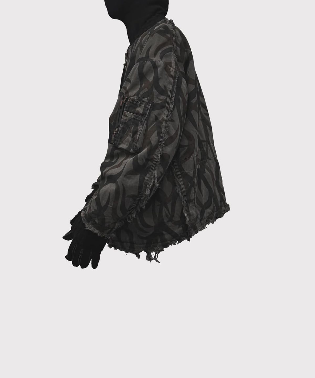 마이너스(MINUS) Slash Seam Tribal Camouflage Flight Jacket 20Yeas BK(AGED TWILL) - BLACK LINING