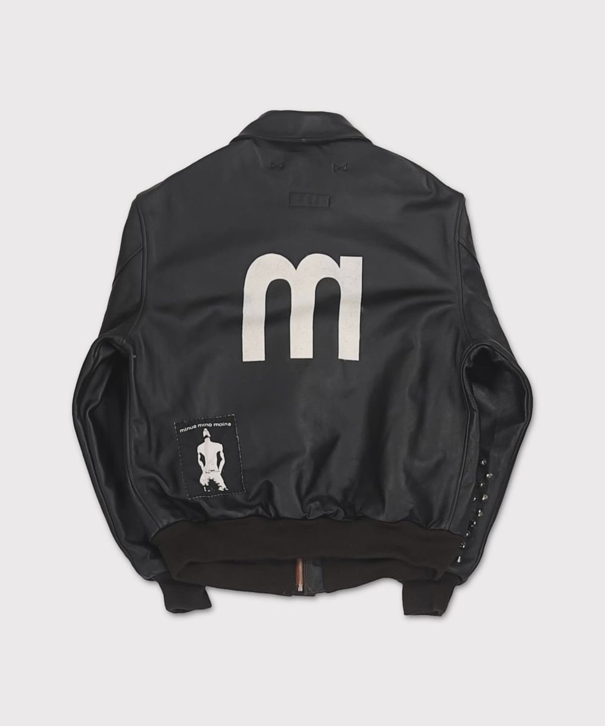 마이너스(MINUS) Bootleg Flight Leather Jacket(BROWN CORE)  - BLACK