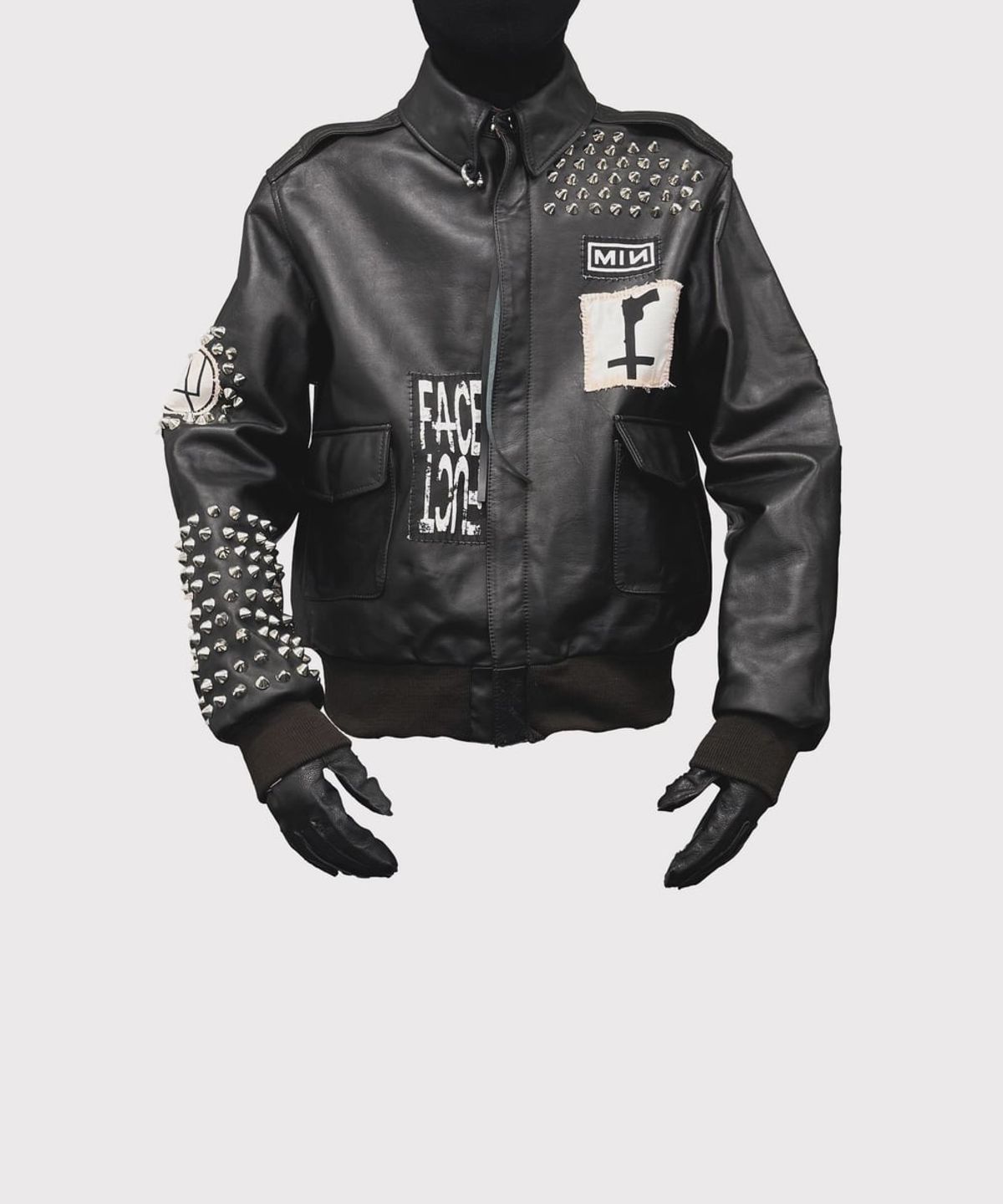마이너스(MINUS) Bootleg Flight Leather Jacket(BROWN CORE)  - BLACK