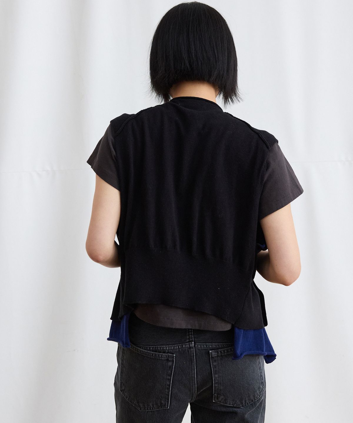 플라비즘(PLAVISM) Layered Knit Vest - Black