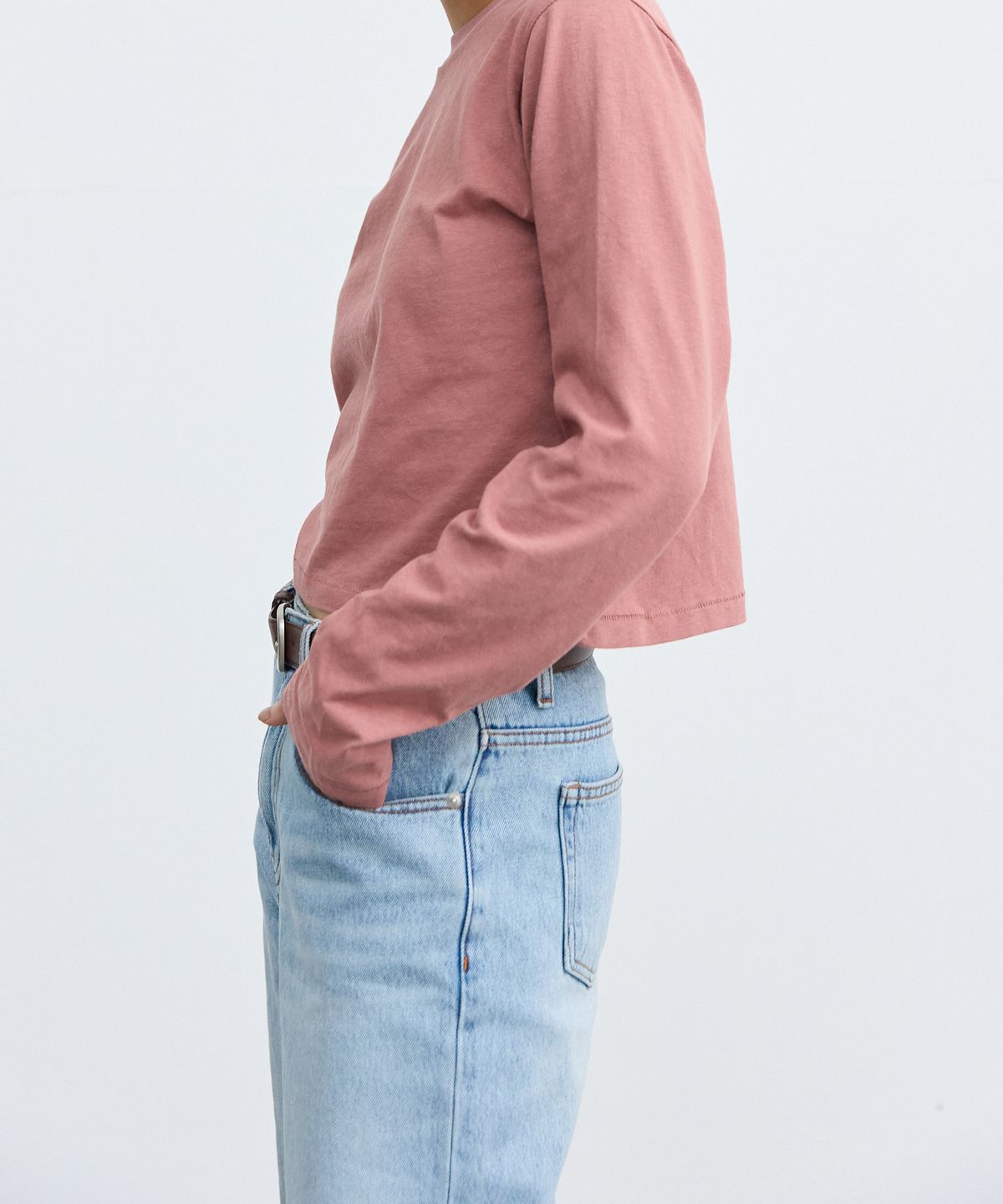 플라비즘(PLAVISM) Women Crop Long Sleeve Tee - Dark Orange