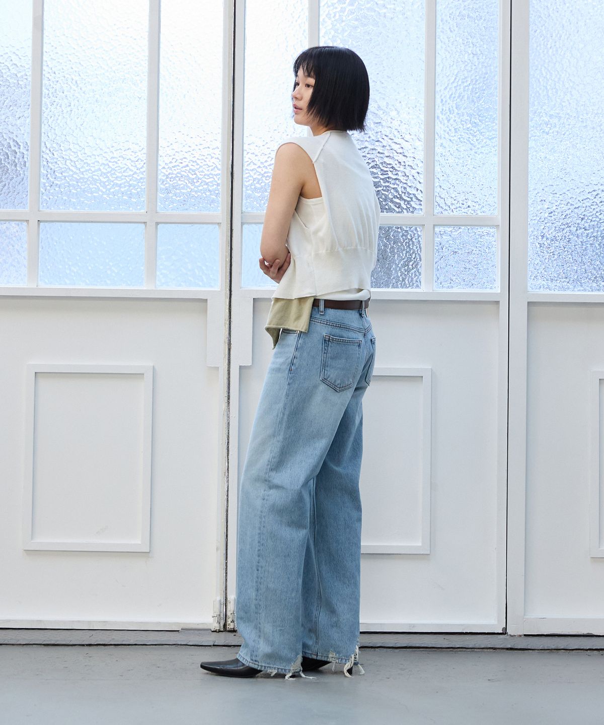 플라비즘(PLAVISM) Women PLVM Loose Fit Denim - Pale Blue