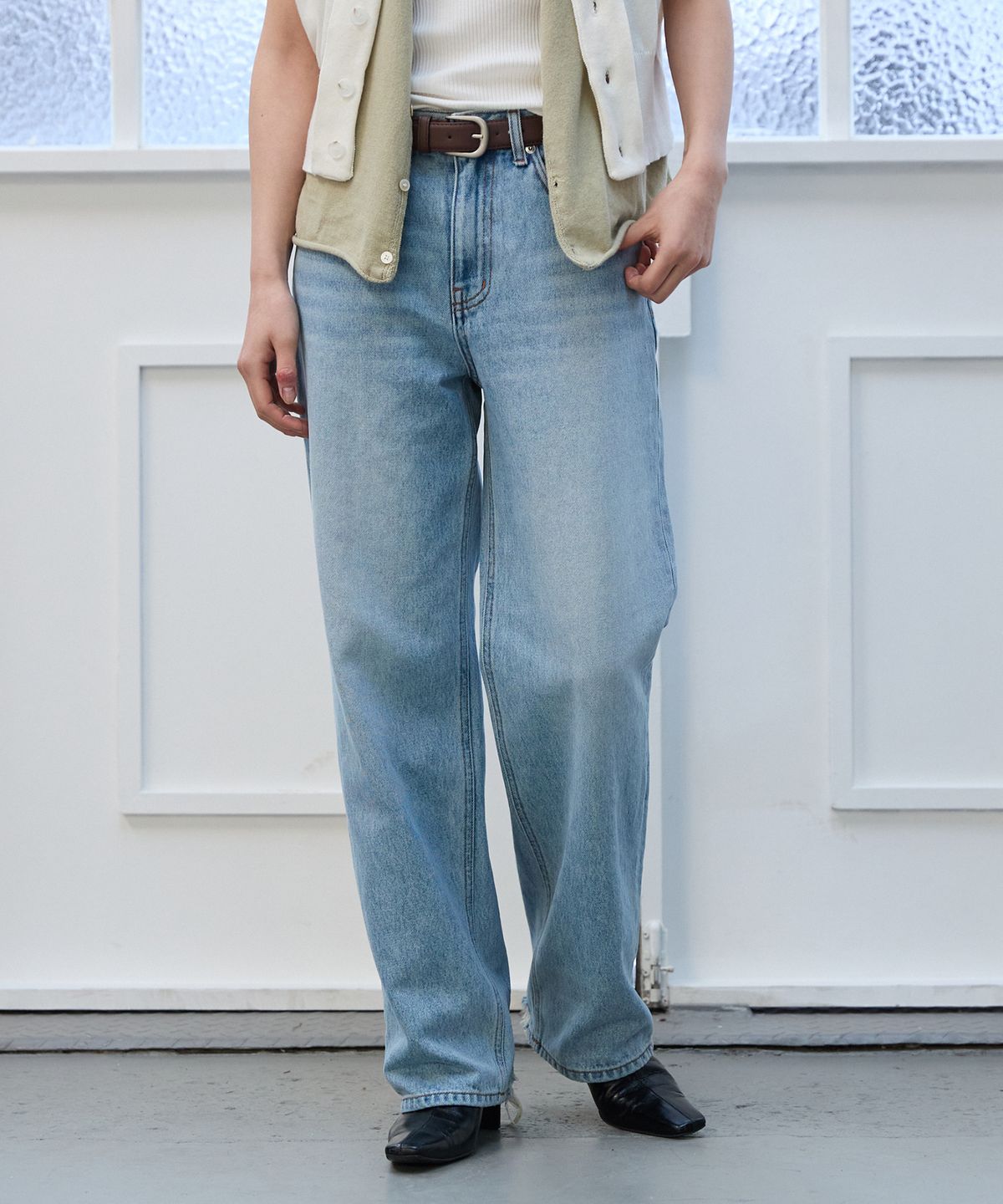 플라비즘(PLAVISM) Women PLVM Loose Fit Denim - Pale Blue