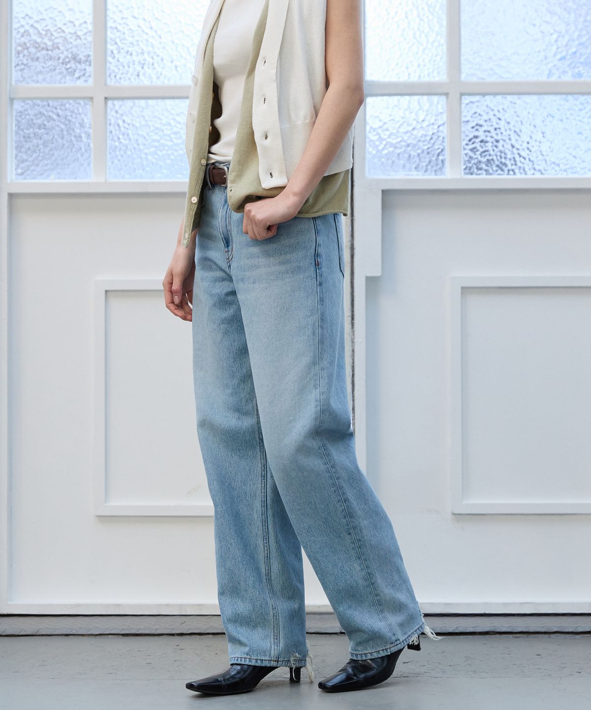 플라비즘(PLAVISM) Women PLVM Loose Fit Denim - Pale Blue
