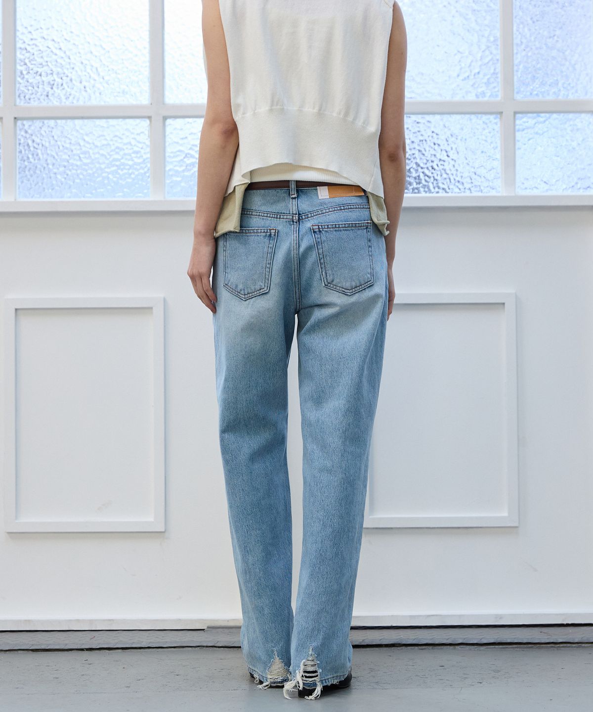 플라비즘(PLAVISM) Women PLVM Loose Fit Denim - Pale Blue