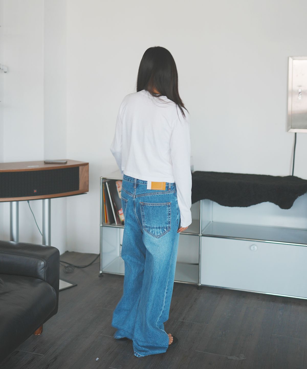 플라비즘(PLAVISM) Women PLVM Wide Fit Denim - Mid Blue