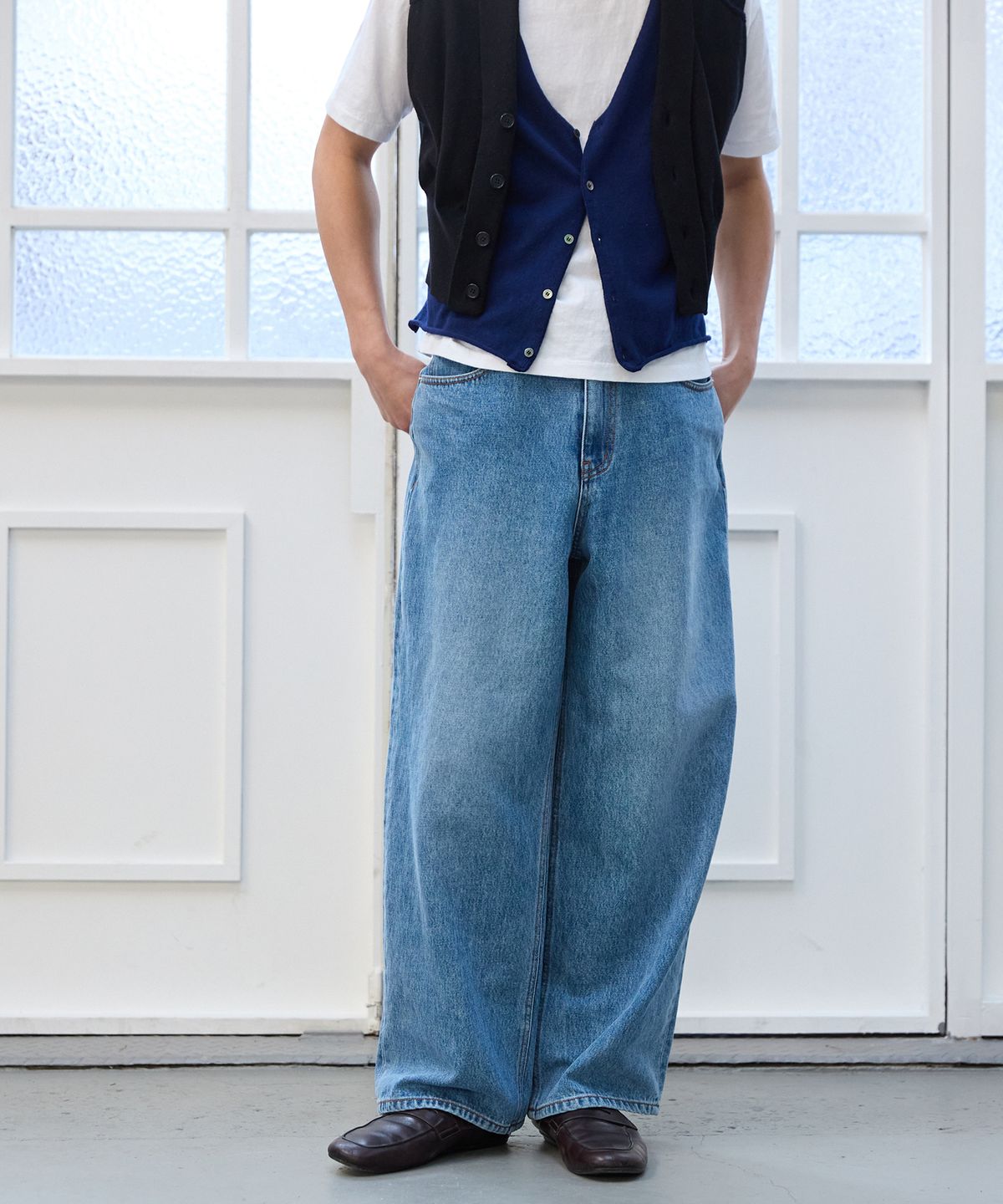 플라비즘(PLAVISM) Men PLVM Wide Fit Denim - Mid Blue