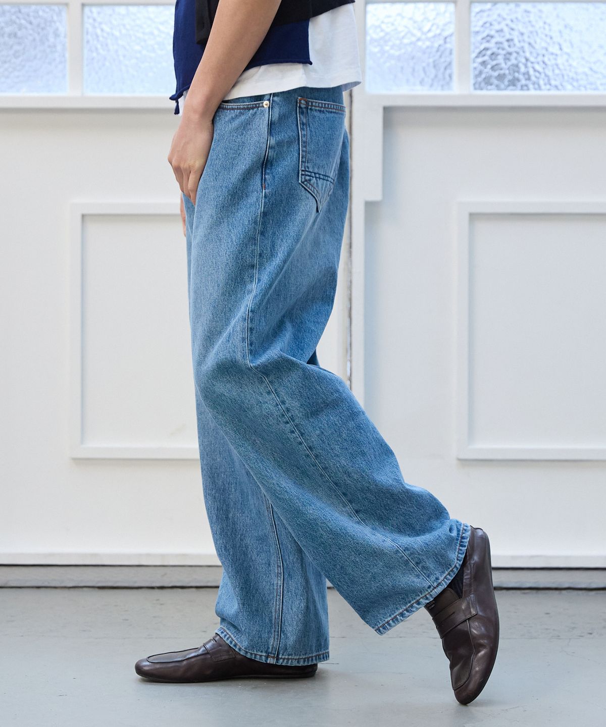 플라비즘(PLAVISM) Men PLVM Wide Fit Denim - Mid Blue