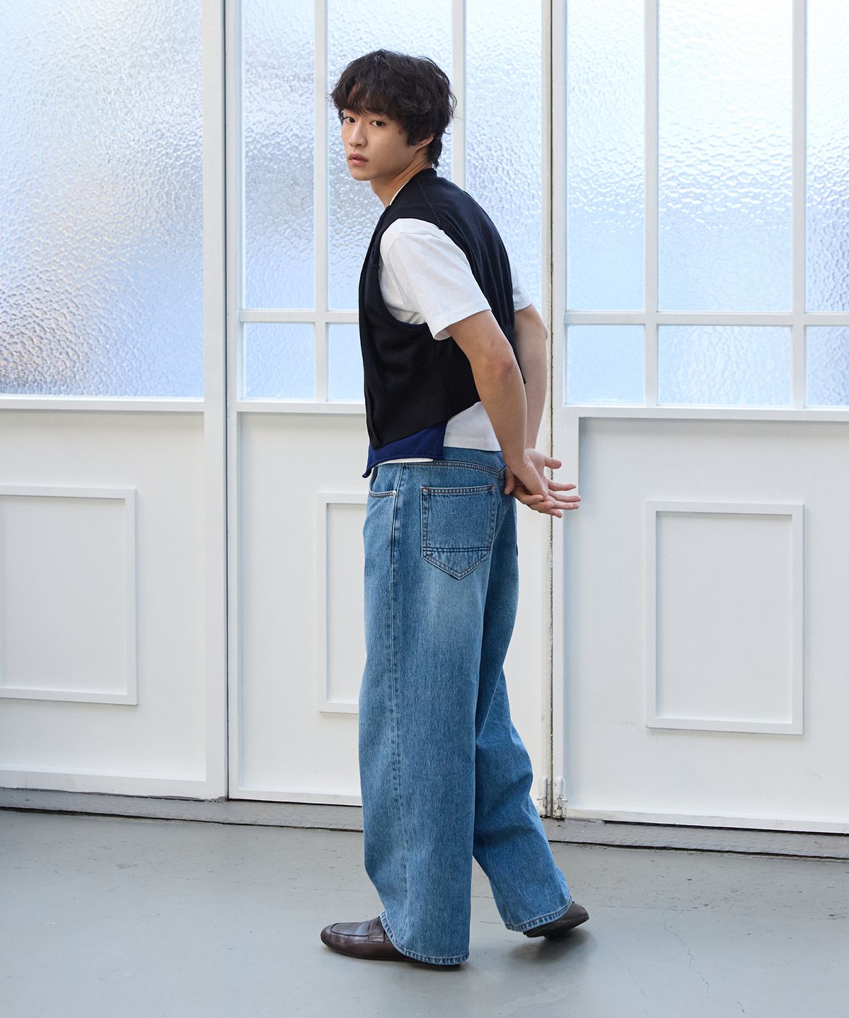 플라비즘(PLAVISM) Men PLVM Wide Fit Denim - Mid Blue