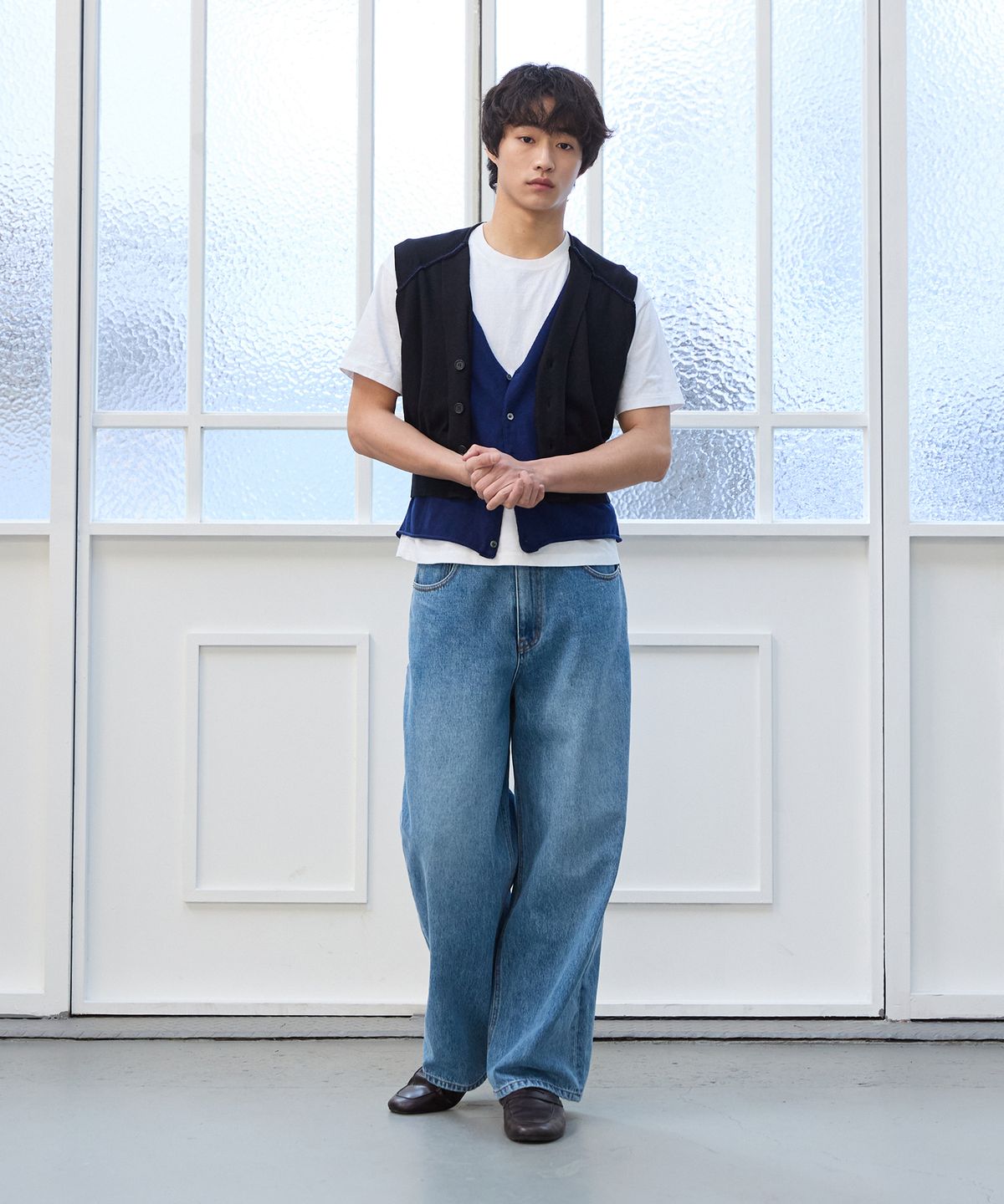 플라비즘(PLAVISM) Men PLVM Wide Fit Denim - Mid Blue
