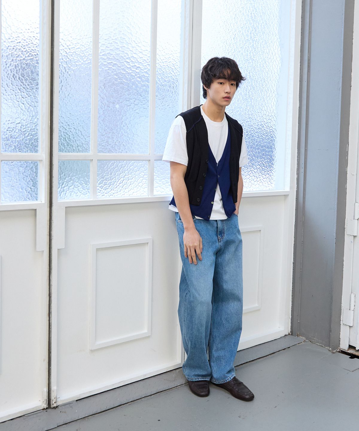 플라비즘(PLAVISM) Men PLVM Wide Fit Denim - Mid Blue