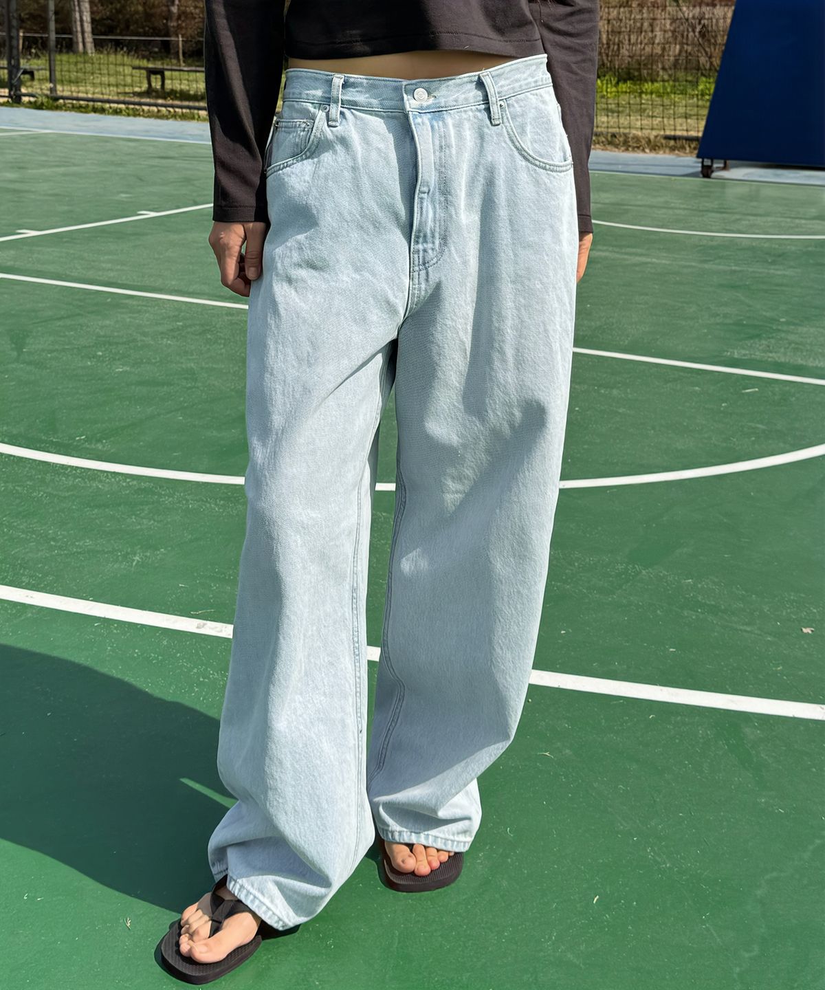 플라비즘(PLAVISM) Women PLVM Wide Fit Denim - Ice Blue