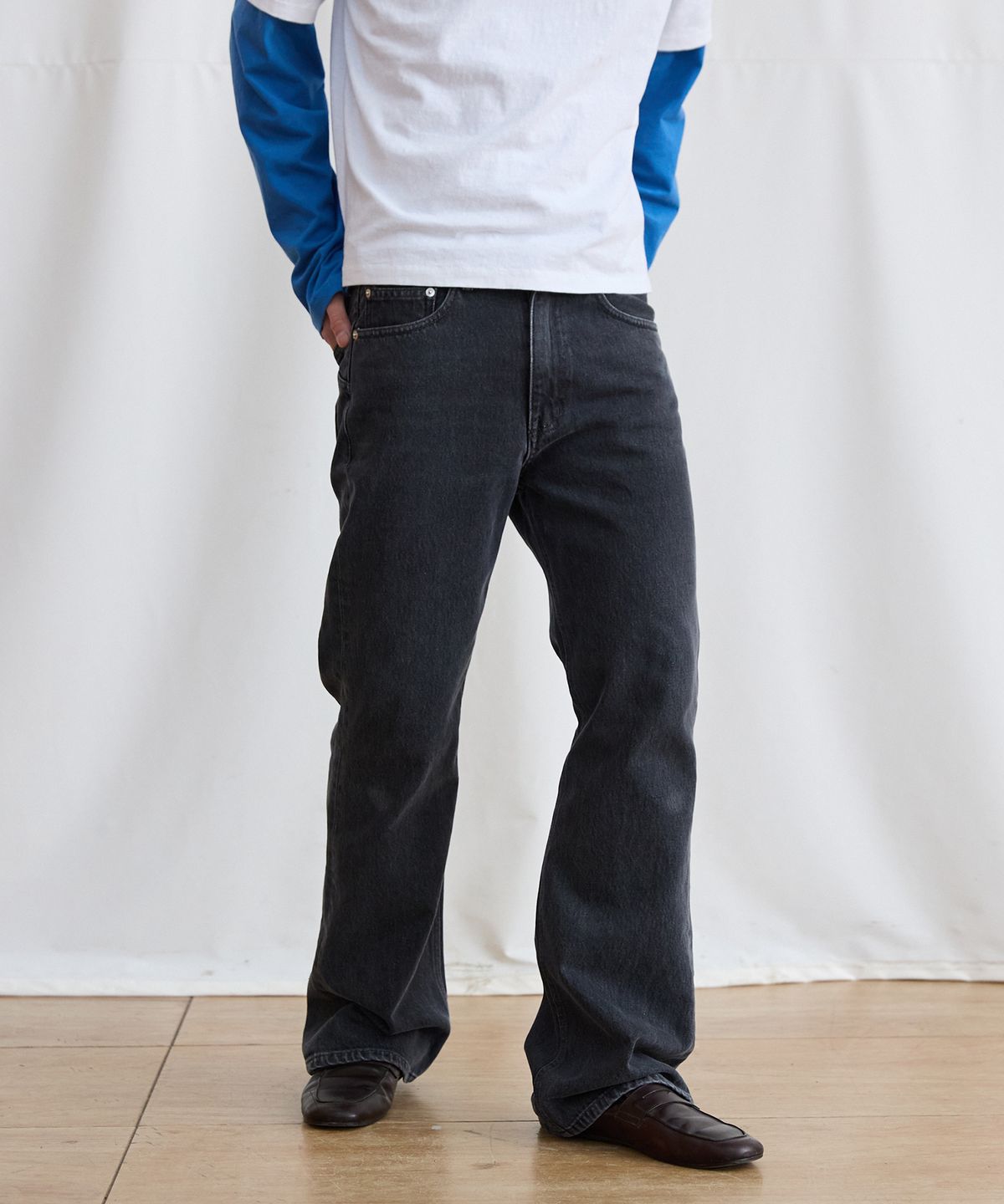 플라비즘(PLAVISM) Men PLVM Bootcut Denim - Faded Black