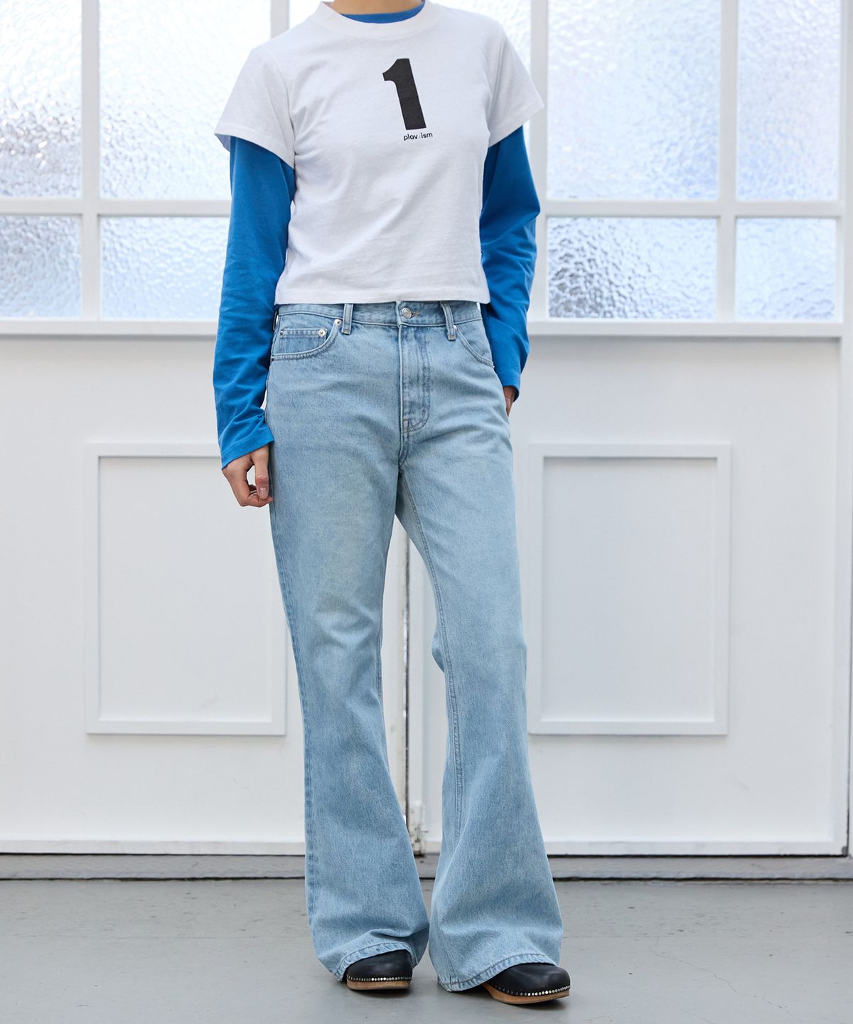 플라비즘(PLAVISM) Women PLVM Bootcut Denim - Light Blue