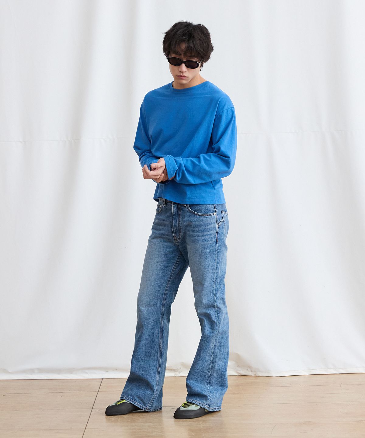 플라비즘(PLAVISM) Men PLVM Bootcut Denim - Mid Blue