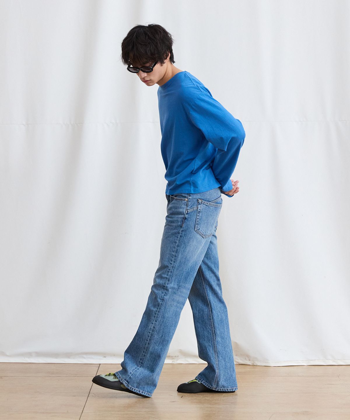 플라비즘(PLAVISM) Men PLVM Bootcut Denim - Mid Blue