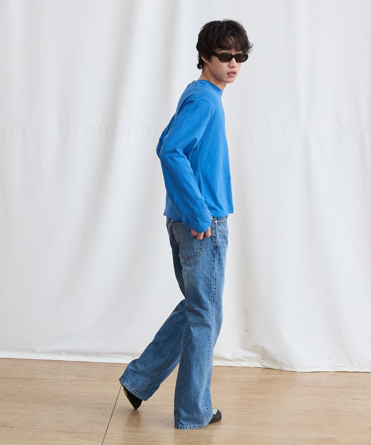 플라비즘(PLAVISM) Men PLVM Bootcut Denim - Mid Blue