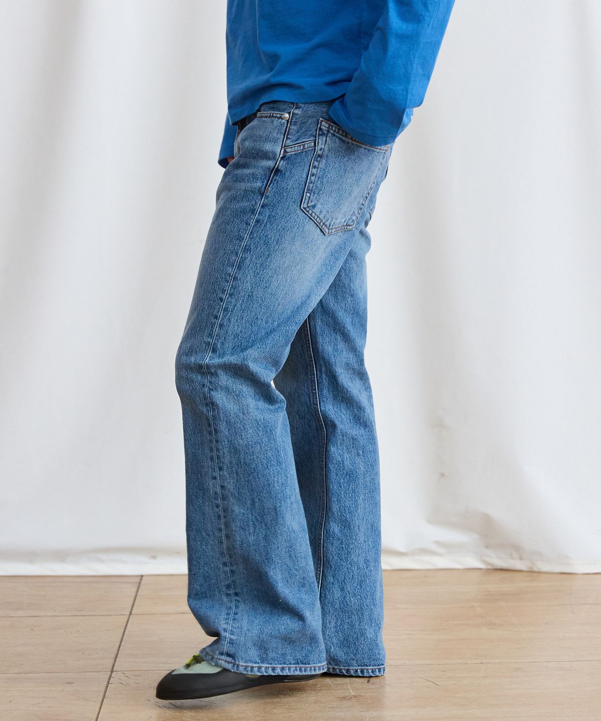 플라비즘(PLAVISM) Men PLVM Bootcut Denim - Mid Blue