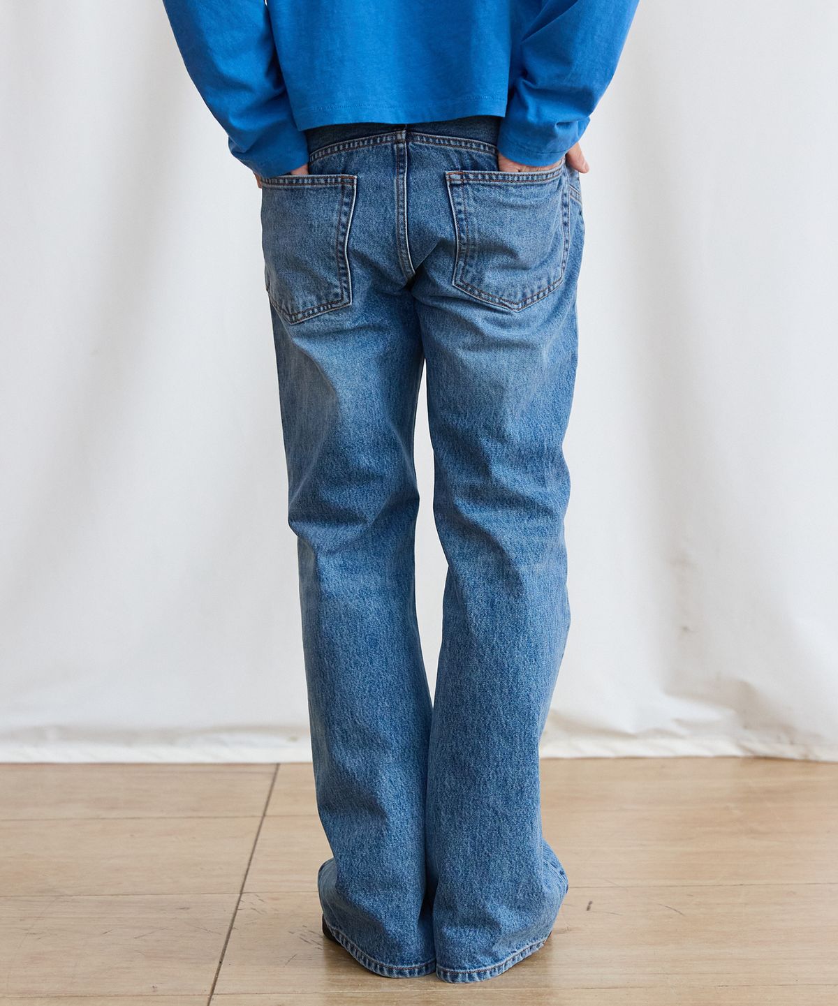 플라비즘(PLAVISM) Men PLVM Bootcut Denim - Mid Blue